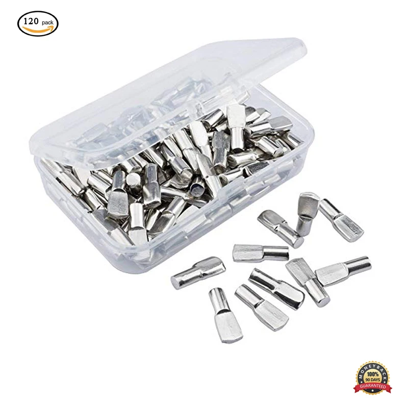 

120pcs Shelf Pins 5mm Spoon Shape Cabinet Furniture Shelf Support Pegs Nickel Plated Shelf Bracket Pegs Furniture Shelf Pins