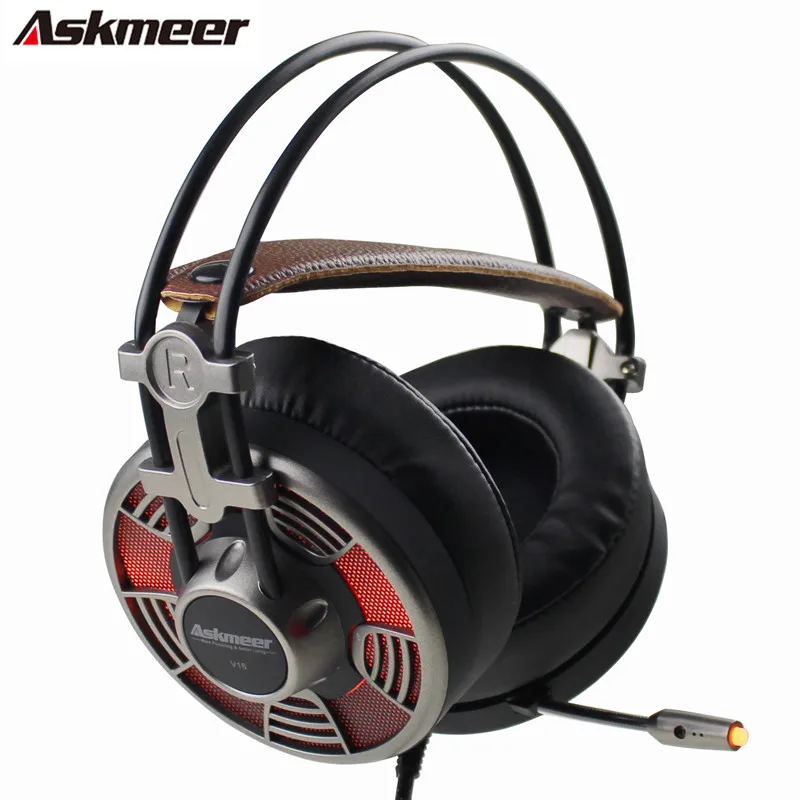Askmeer V16 USB Профессиональный Стерео Игровые наушники с микрофонами светодио дный