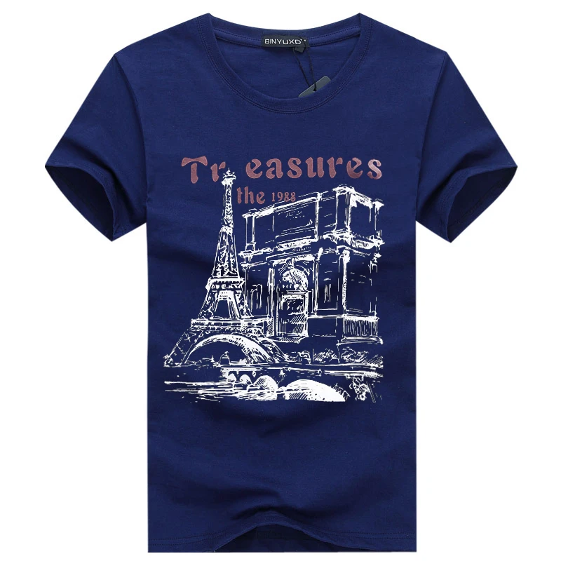 BINYUXD Brand New Pure cotton Short Sleeves Hip hop Fashion Mens O-Neck T-Shirt Summer Personality men t-shirts | Мужская одежда