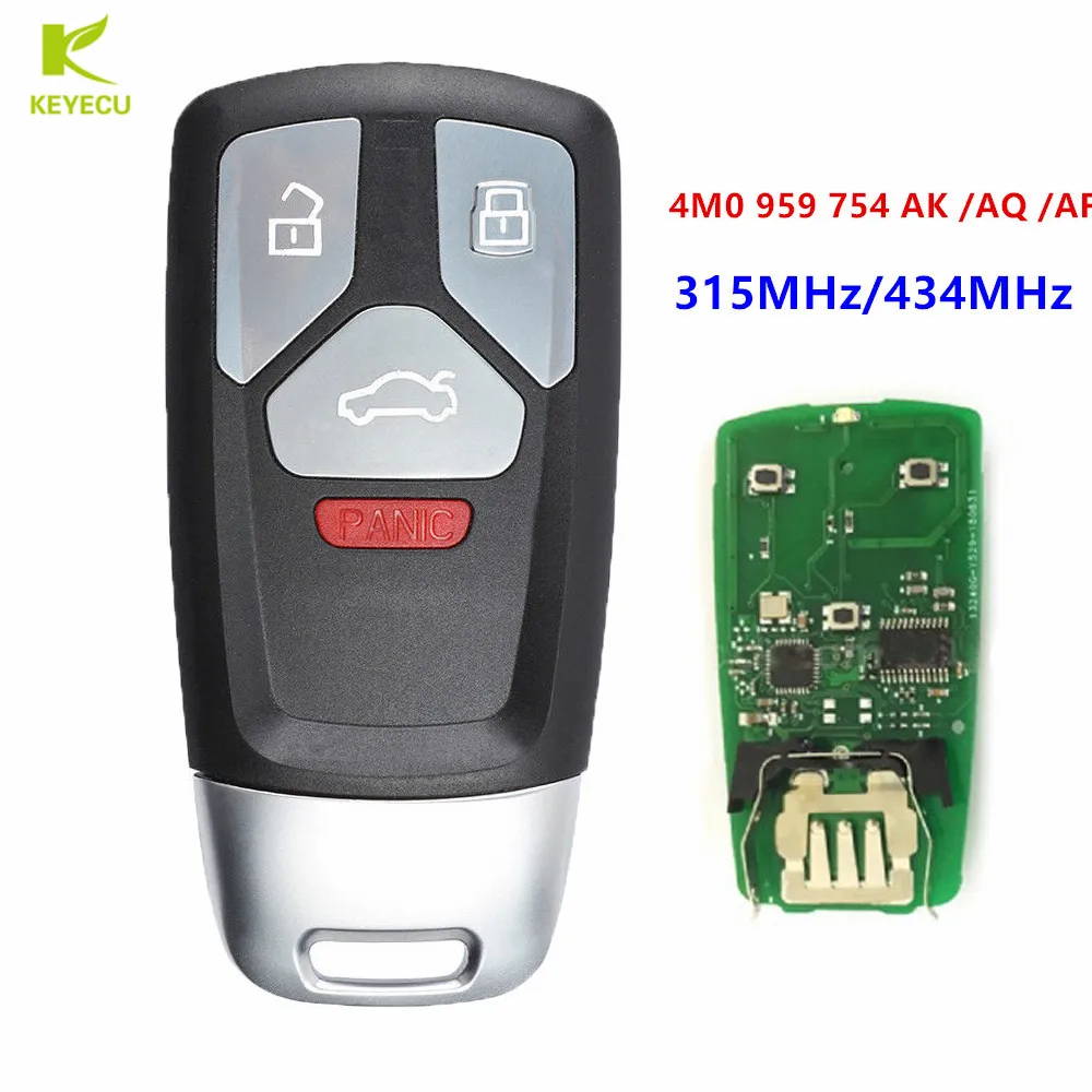 Запасная деталь KEYECU с 4 кнопками 315/434 МГц для Audi 2017 up A4 A5 Q7 2016 Up TT FCC ID: 4M0 959 754 AK /AQ