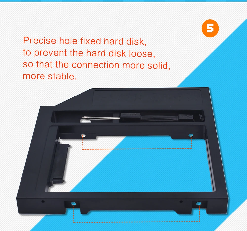 TISHRIC Пластик 2nd HDD Caddy 12,7 мм SATA 3,0 для 2,5 ''7/9/12,5 мм SSD Коробка Чехол Корпус адаптер для ноутбука DVD-ROM Optibay