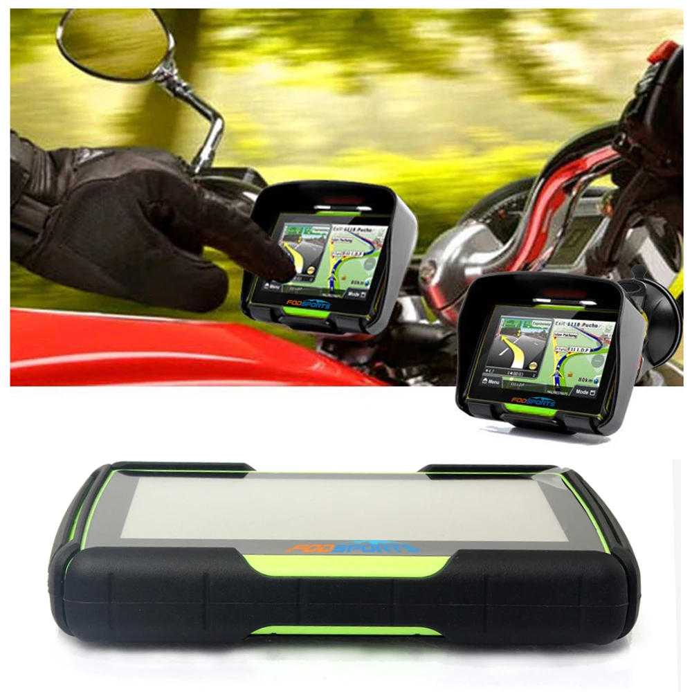 Fodsports 4 3 дюймовый GPS навигатор для мотоцикла 8 ГБ 256 Мб ОЗУ FM Bluetooth сенсорный экран