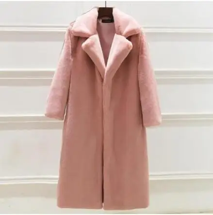 Leather Pink Толстая теплая куртка, парки, женские, Зимняя женская шуба из норки, модная длинная Шуба с длинным рукавом, свободная верхняя одежда - Цвет: Leather Pink