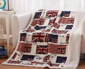 Зимнее толстое Флисовое одеяло с флагом Великобритании и США Фланелевое