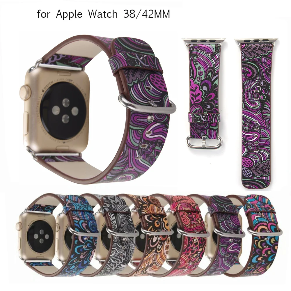 BUMVOR высокое качество Национальный пояс кожаную петлю для Apple Watch ремешок 44 мм 40 42 38