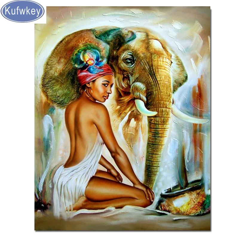 Новая Алмазная мозаика 5D сделай сам алмазная живопись Африканская женщина и слон