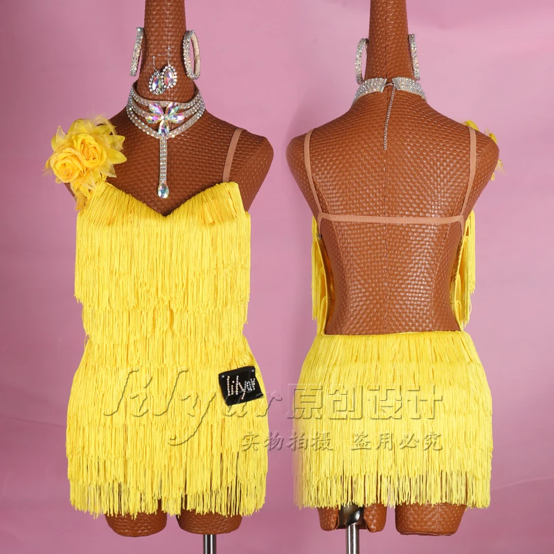 Платье для латиноамериканских танцев платье с бахромой тренировок|latin dance dress|dance