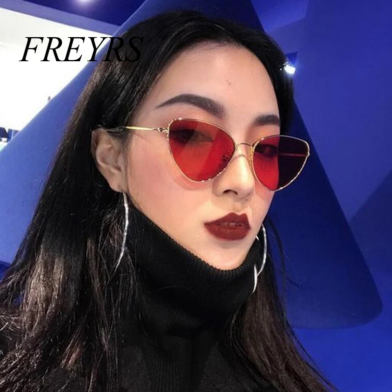 Женские Винтажные Солнцезащитные очки кошачий глаз freyers золотистые