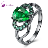 new 2021 black gun plated ring green zircon fashion female models ring romantic style r2065