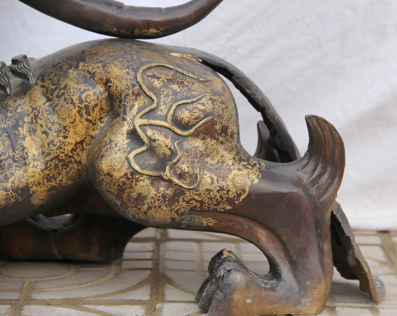song voge gem S6053 31&quot Larger Chinese Bronze exorcise fly Unicorn Beast Pi Xiu Statue sculpture | Дом и сад