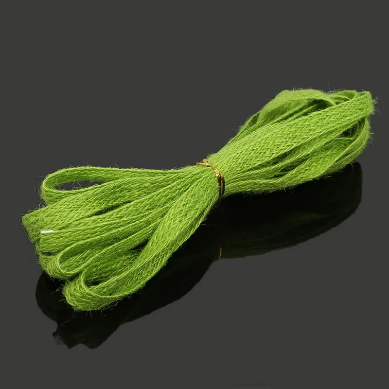 Green Новинка! Многоцветный 10 мм ширина, 1,5 мм толщина, 5 м/лот натуральный Конопляный джутовый шнур веревка ручной работы аксессуары для рукоделия - Цвет: Green