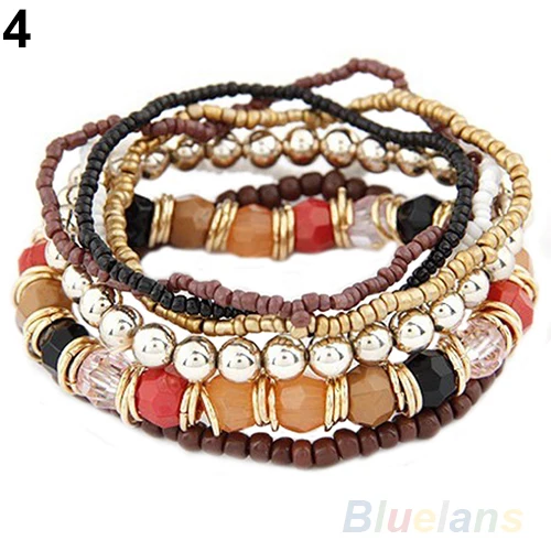 1 Компл. = 7 Шт. Мода Новых Женщин Boho Оптовая Многослойные Акриловые Бусины Пляж