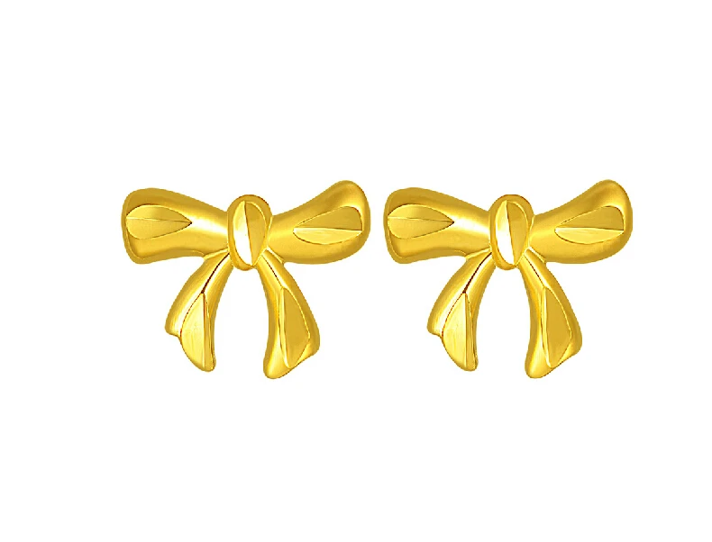 Август Новый 24K желтое золото серьги-гвоздики бабочка 1,50 г
