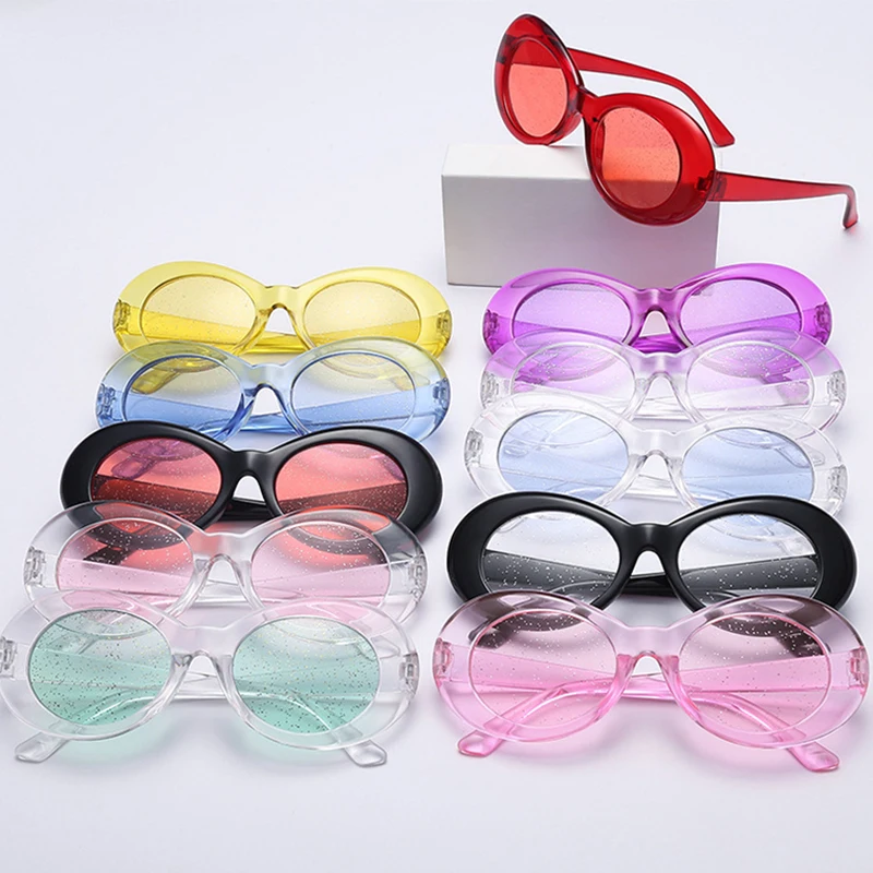 

Fashion Cool Unique Dazzle Particle Lens Oval Style Sunglasses Women Men Party Brand Sesign Sun Glasses Oculos De Sol