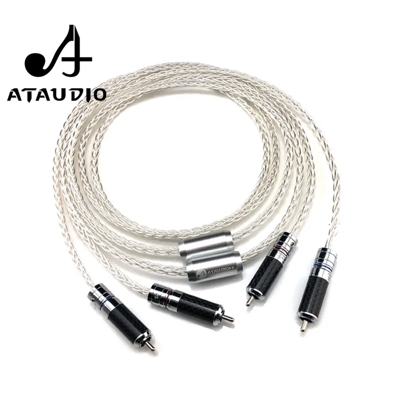 Посеребренный Hi Fi RCA кабель ATAUDIO 7N OCC end 2RCA аудиокабель Папа папа 1 м 2 3 м|Кабели VGA| |