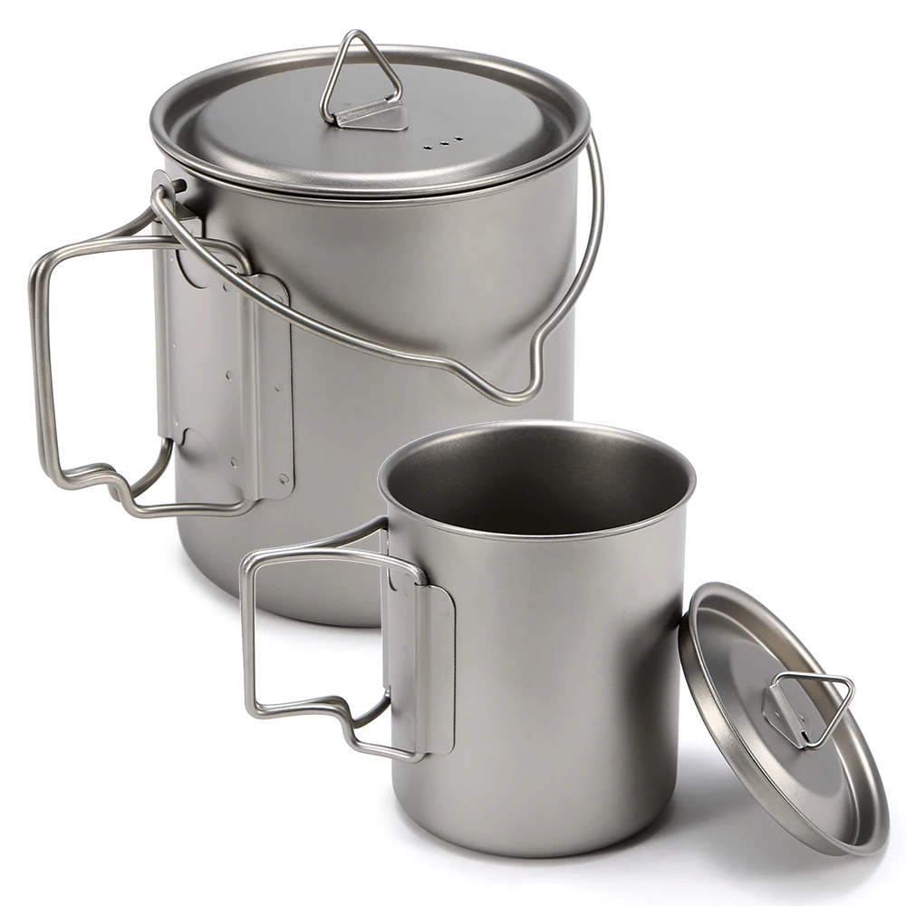 Уличная легкая чашка для воды титановый горшок подвесной набор складных ручек