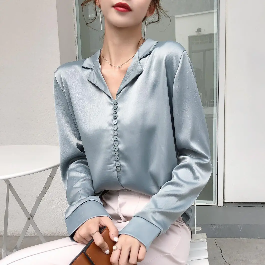 Новинка Весна Осень Высокое качество Поплин Блузка шифон удобная ткань сплошной