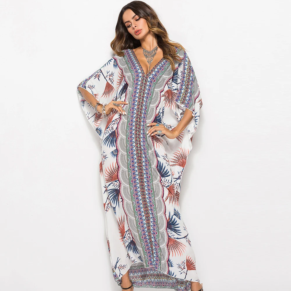 Для женщин Макси платья Boho моды Цветочный принт Весна Путешествия пикантные вечерние праздничные летние