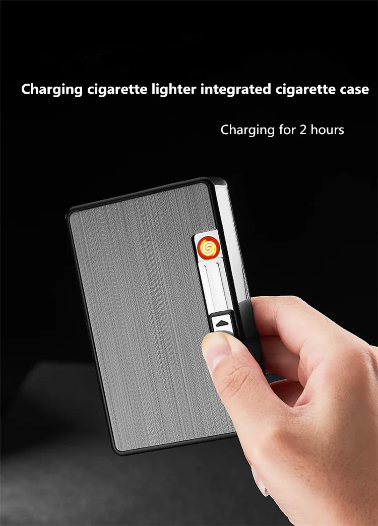 Waterproof Metal Cigarette Case with Lighter USB Plasma Arc Lighter Automatic Tobacco Box Holder Windproof Turbo Coil Lighters
