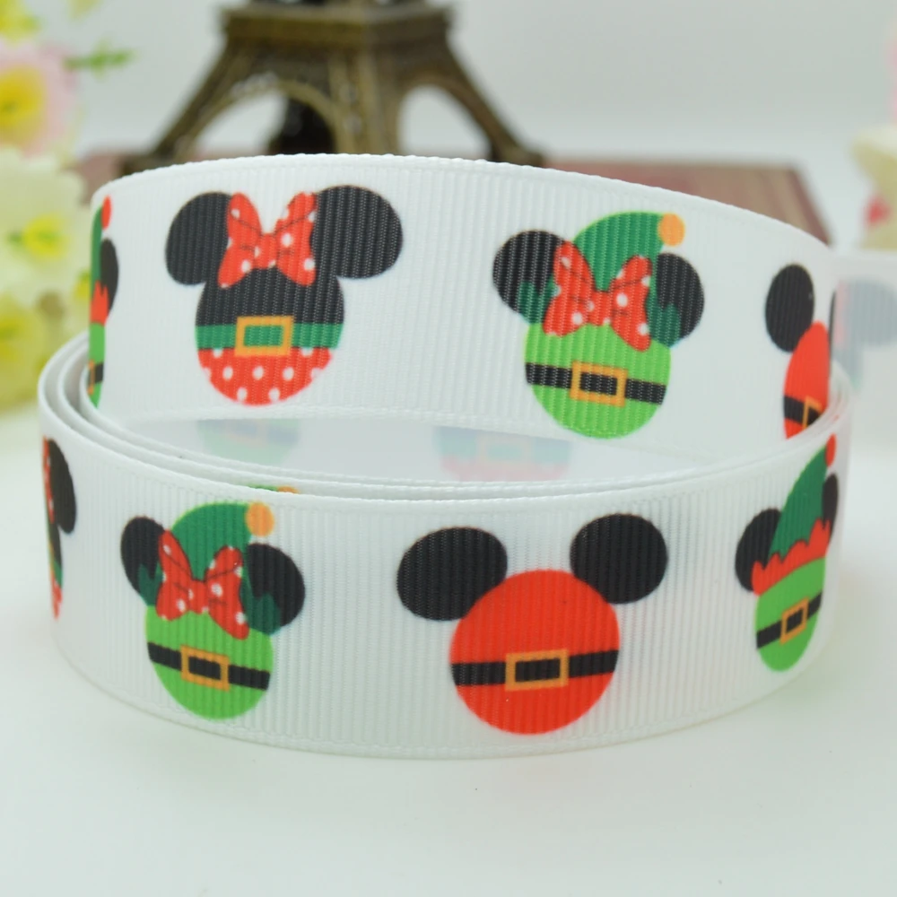 DUWES 7/8&quot 22mm 2 5 10 20 50 Yards Christmas flowers Printed grosgrain ribbon hai rbow DIY handmade |