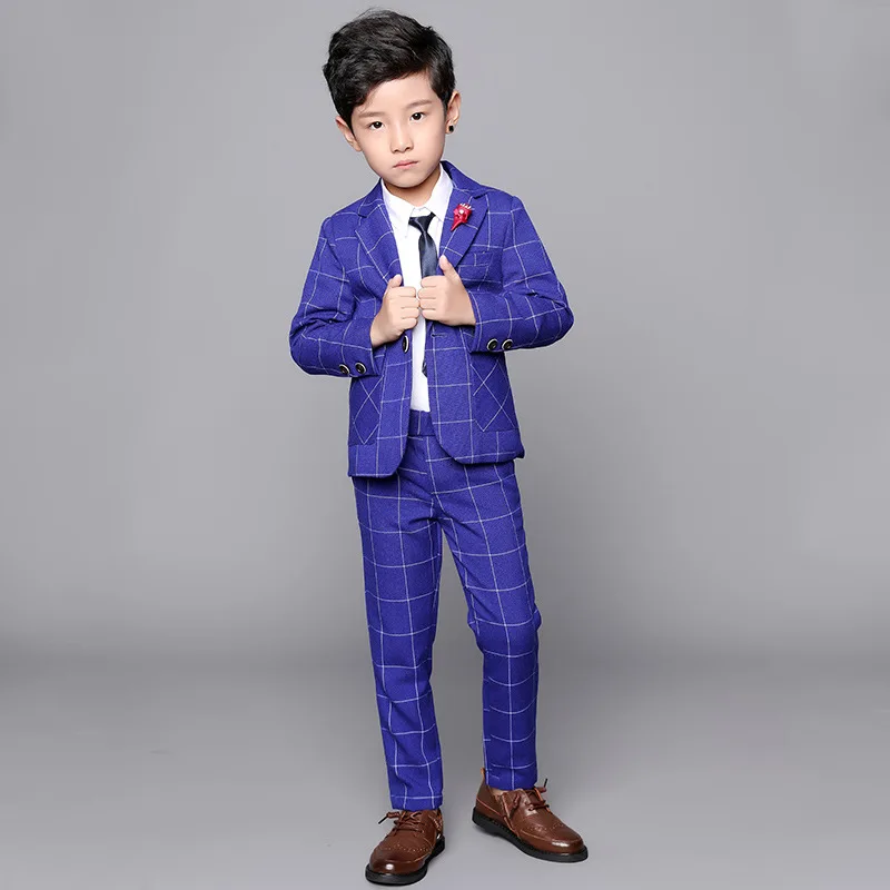 Brand Boys Formal Clothing Set for Weddings Prom Party School High Quality Kids Blazer Pants 2pcs Outfits Children Costume F284 |