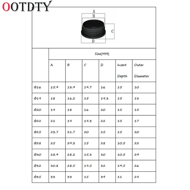 OOTDTY 10 шт. черные пластиковые ножки для мебели разъем заглушка конец Кепки Bung