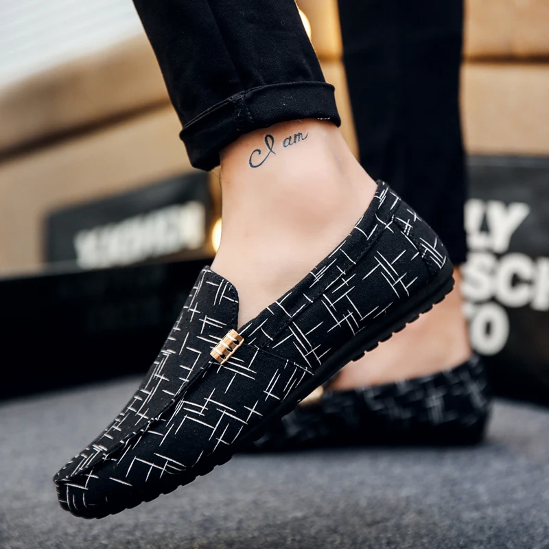 2019 New Men Loafers Fashion Casual Shoes Summer Light Canvas Youth Breathable Flat Footwear Moccasins HC-116 | Обувь