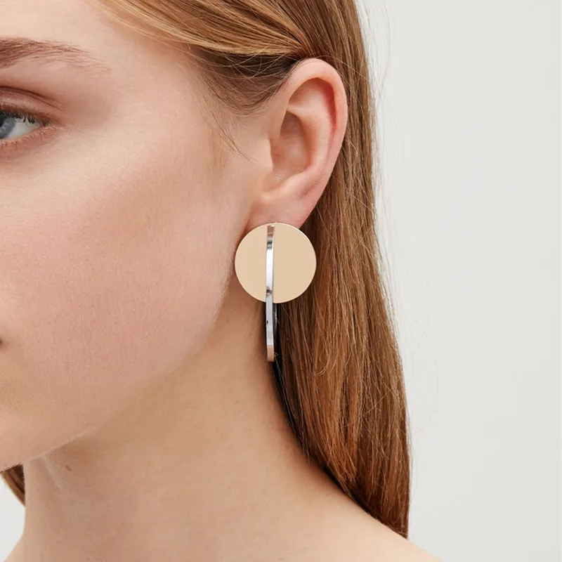 wing yuk Punk Gold Color Round Hoop Earrings for Women Fashion Metal Minimalist Vintage Pop INS Hot Sales Jewelry 2018 | Украшения и
