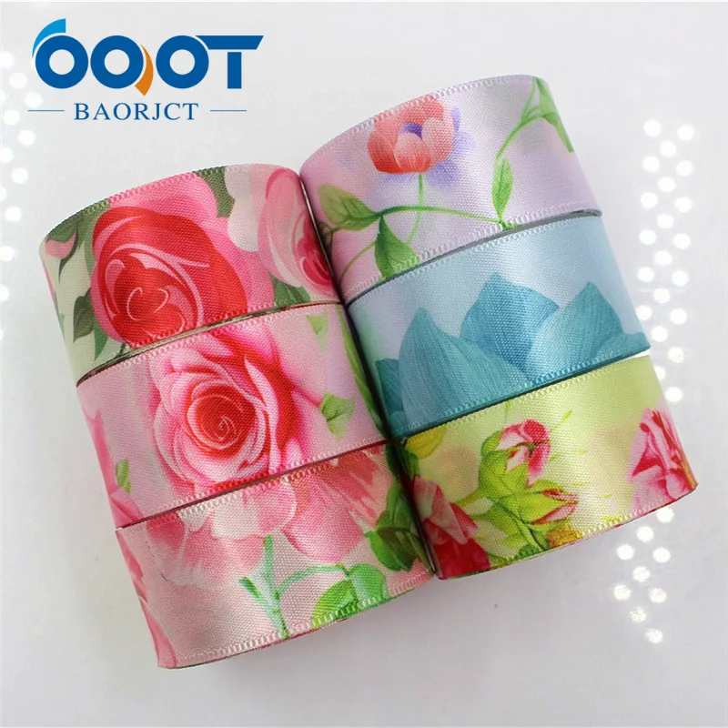 OOOT BAORJCT 1711141, Цветок атласные ленты, 25 мм, 10 ярдов ленты для шитья, Свадебные аксессуары DIY ручной работы материал - Цвет: 6 style mix