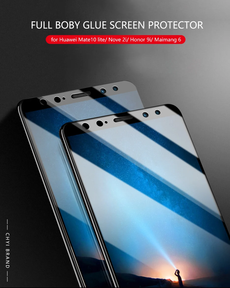 CHYI полностью проклеенное стекло для huawei mate 10 lite Nova 2i защита экрана олеофобное покрытие 9H закаленное для huawei honor 9i G10