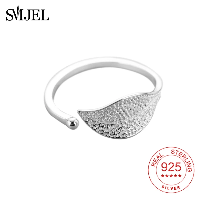 

Женские открытые кольца SMJEL, простые кольца из серебра 100% пробы в стиле бохо с растениями, ювелирные изделия в стиле бохо, подарок на день рож...