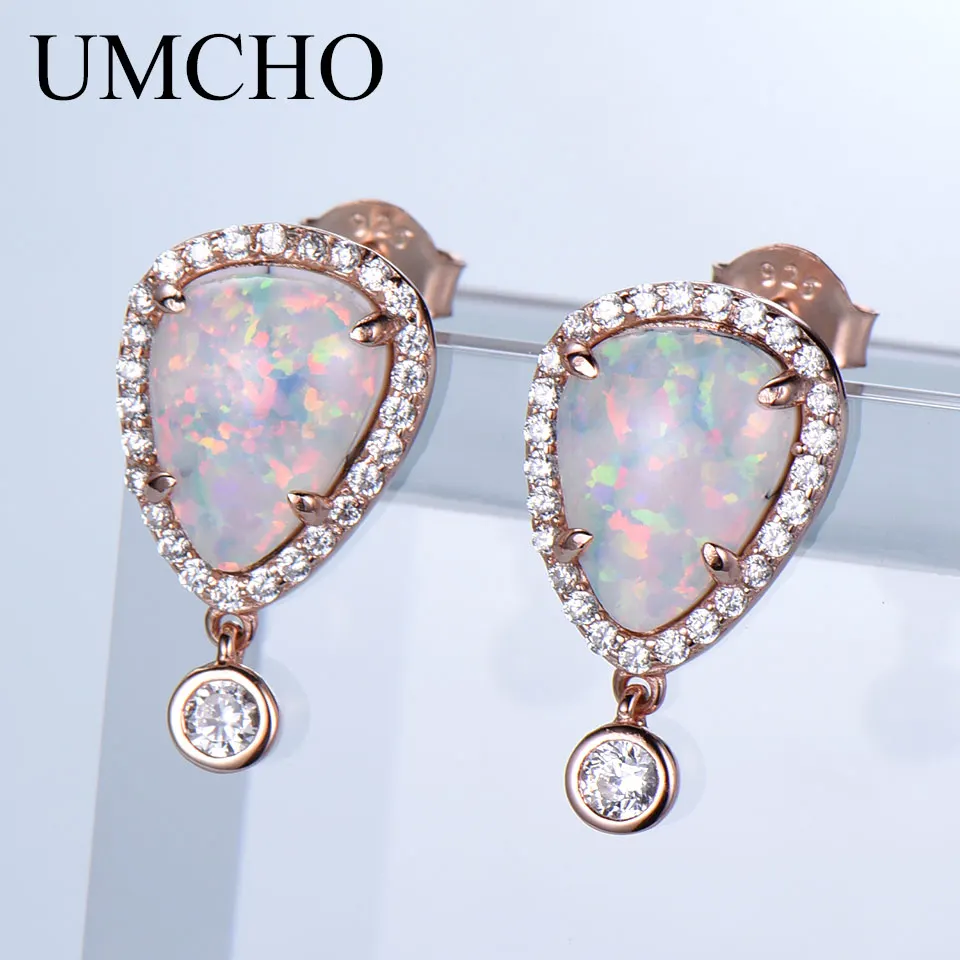 UMCHO капли воды из опала серебряные серьги гвоздики стерлингового серебра 925 пробы