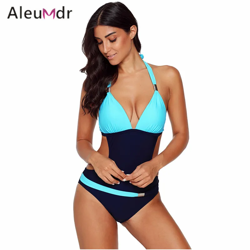 Aleumdr цельный купальник женский сексуальный с открытой спиной Холтер Цельный