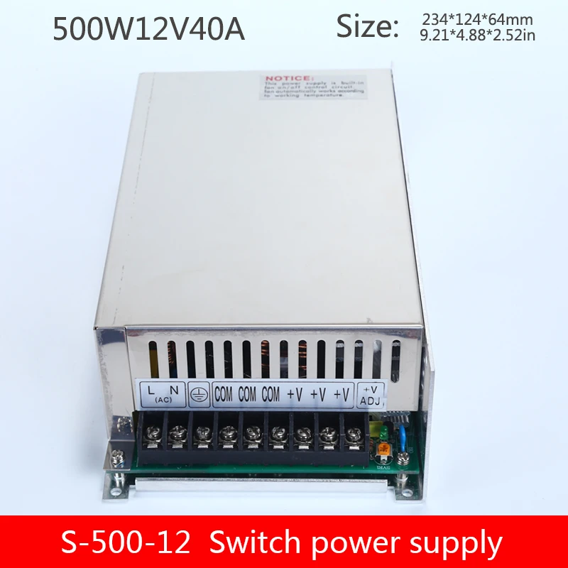 12V40A импульсный источник питания 500 Вт AC в DC трансформатор регулятор мониторинга