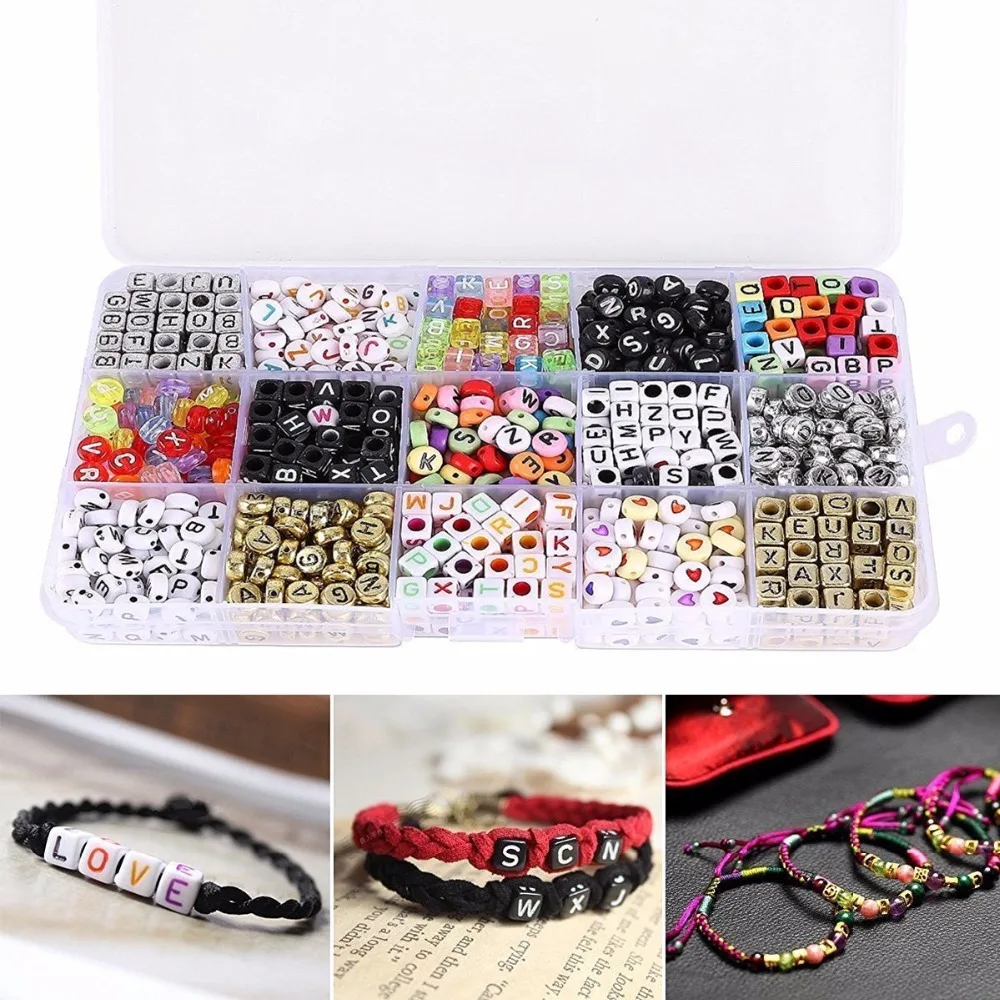 1100 шт. акриловые бусины для украшений сделай сам|beads for diy|alphabet beadscube beads |