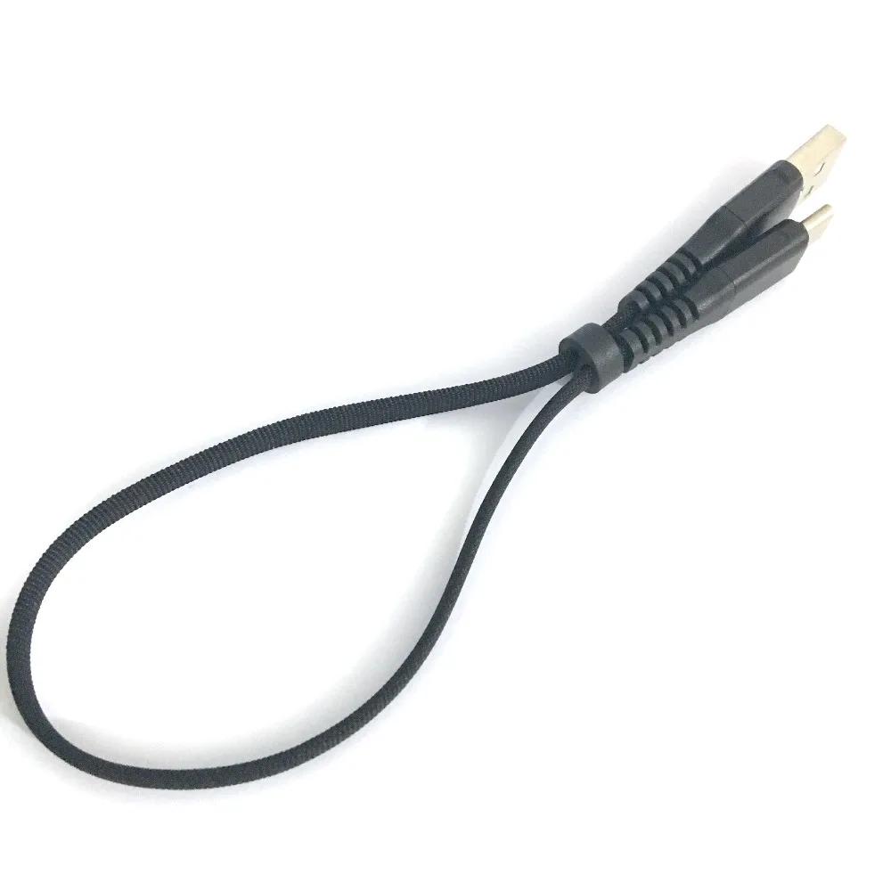 Новый универсальный черный 30 см Короткое плоское плетение USB A к type C кабель шнур