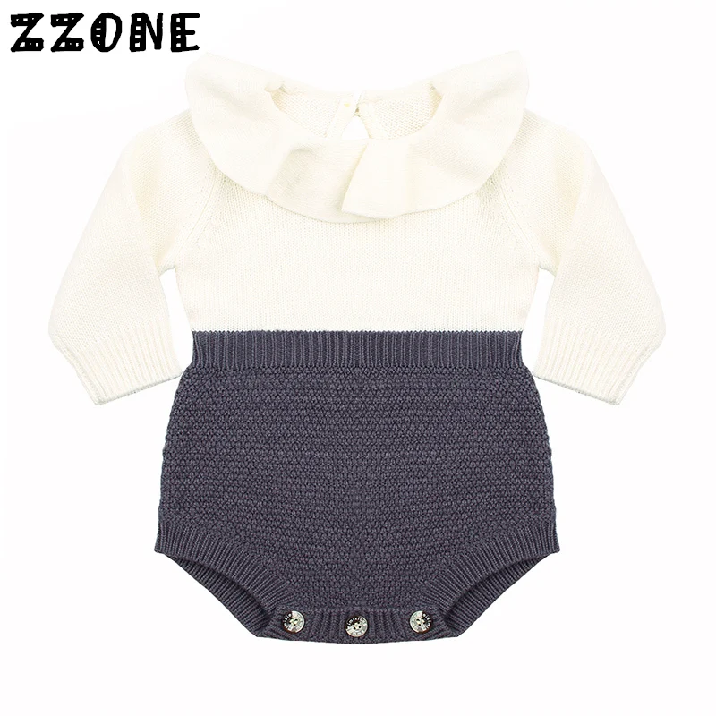 

6M-24M Baby Girl Winter Clothes Kids Solid Long Sleeve Jumpsuit Newborn Flower O-Neck Thread Knit Elastic Pullover Sweater,DC334