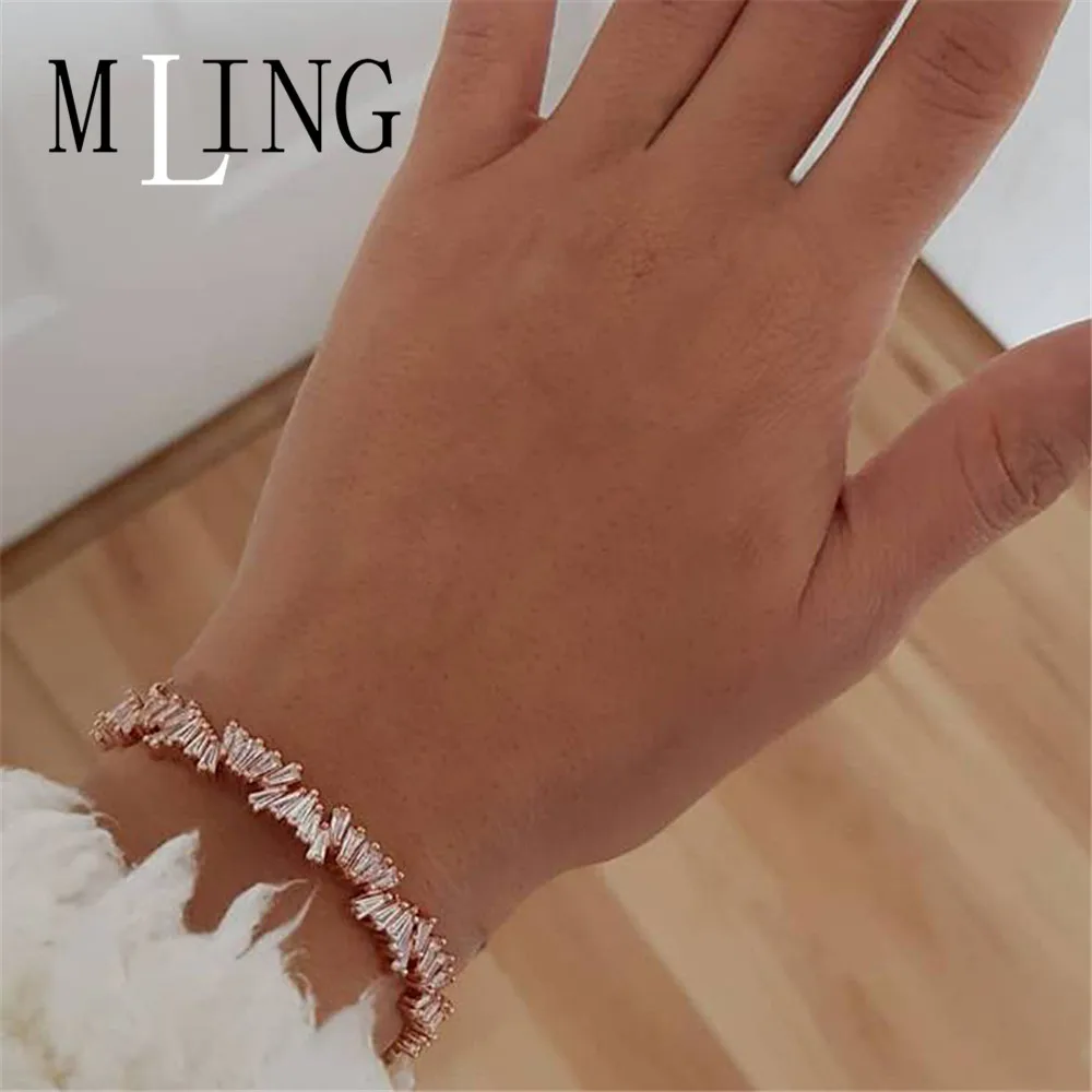 Женский необычный браслет MLING золотистого цвета с квадратным сверлом ювелирное