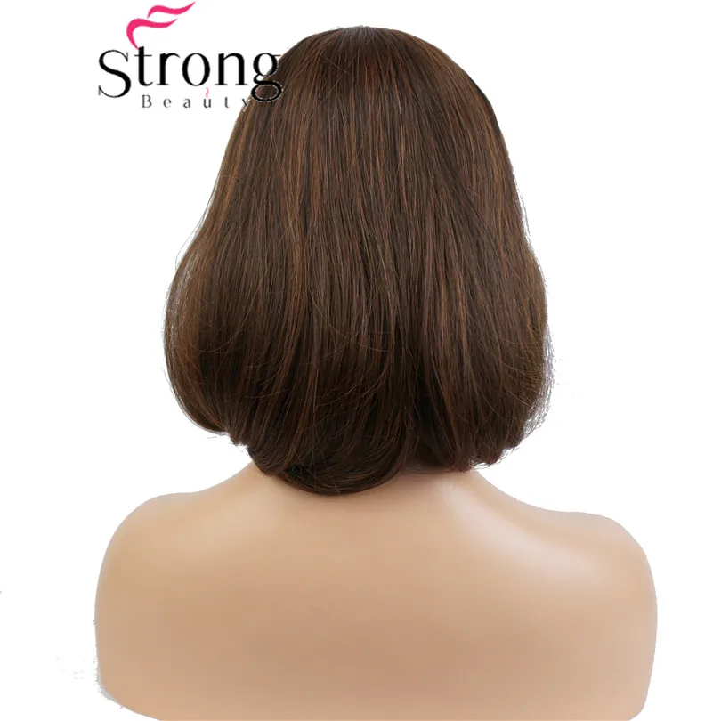 StrongBeauty короткий прямой Темно-красный выделенный Боб Стиль обметанная челка синтетический парик