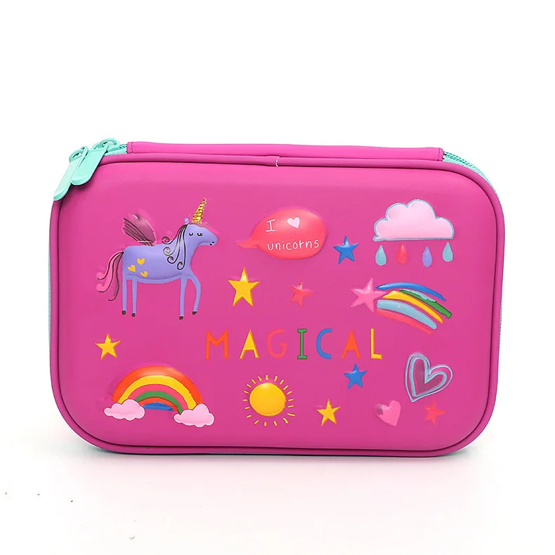 Unicorn rainbow 2 Скуловой Единорог школьный Карандаш Чехол EVA пенал для ручек для офисных принадлежностей анти-шок для школы для девочек-школьниц, для подростков, для детей с стационарных подарки - Цвет: Unicorn rainbow 2