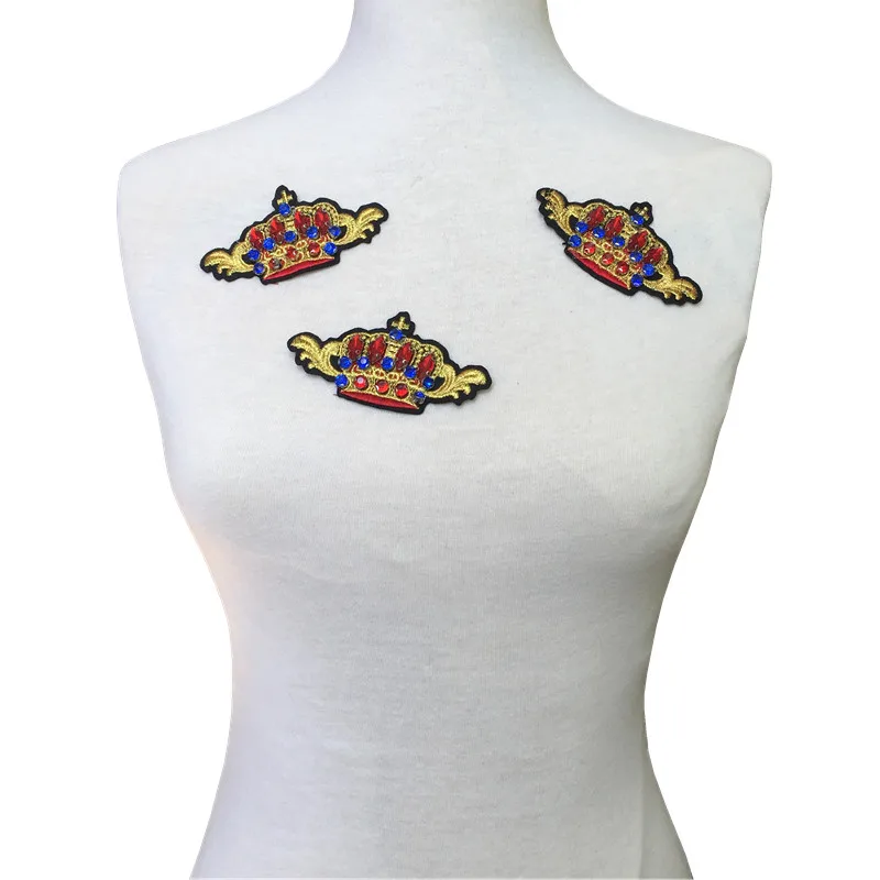 

3pcs Beaded Crown Patch Sew On Embroidery Patches For Clothing Appliques DIY Patch Accessories Parches Bordados Ropa AC1362