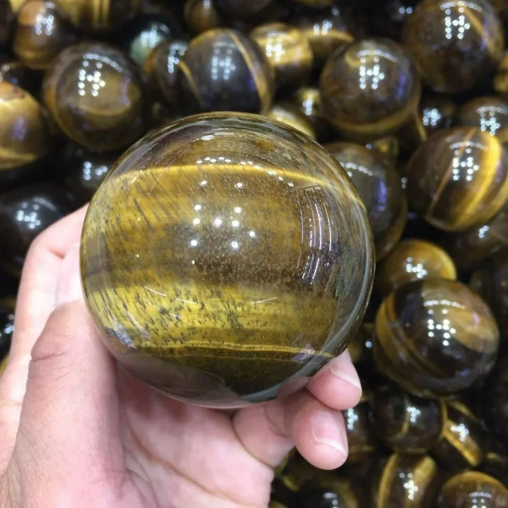 Красивый натуральный желтый тигровый глаз сфера из драгоценных камней размером
