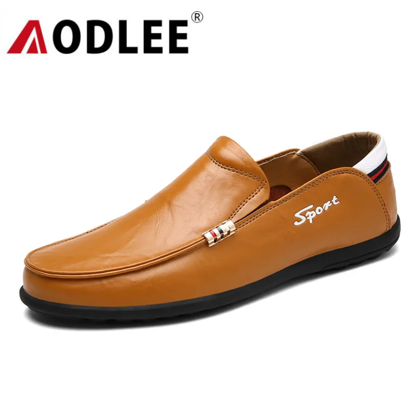 AODLEE Gentleman Mens Shoes Casual Fashion Loafers for Men Leather Handmade Slip on Boat mocassin homme | Обувь