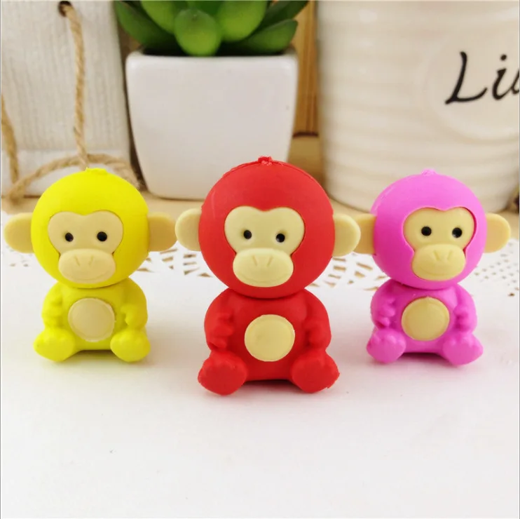 random monkey 36 шт/лот милый канцелярский обезьяна резиновый ластик для детей Kawaii 3d ластик с животным из мультфильма корейский Канцтовары офисный школьный поставка - Цвет: random monkey
