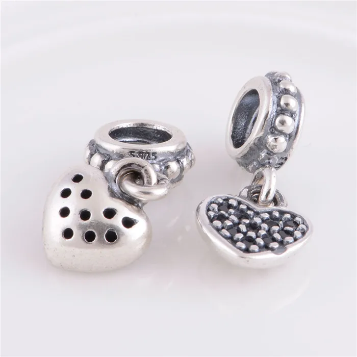 Браслет и ожерелье из серебра 925 пробы с черными вставками|charm bead 925|charm sterlingeuropean