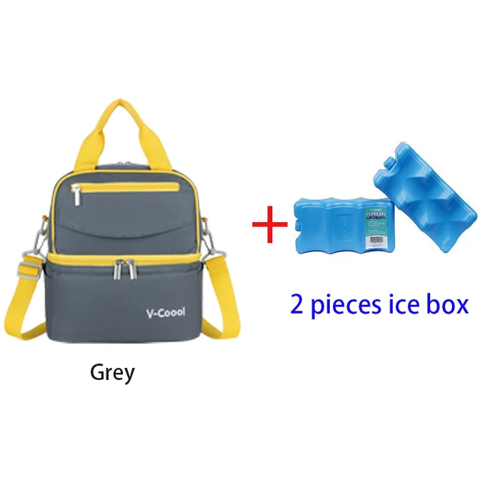 grey and ice pack V-COOOL 2-Слои Стильная утепленная сумка для детской бутылочки Термальность кормления для хранения молока беременности и родам Посыльные сумки для подгузников DCE - Цвет: grey and ice pack