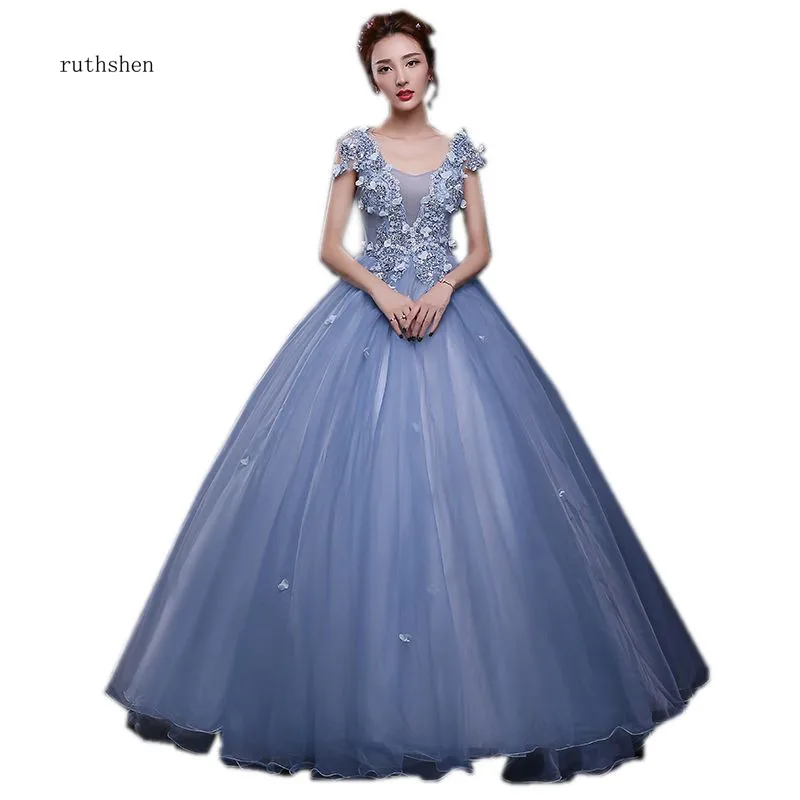 Ruthshen Quinceanera платья бальное платье без рукавов Аппликации бисером Иллюзия s ручной