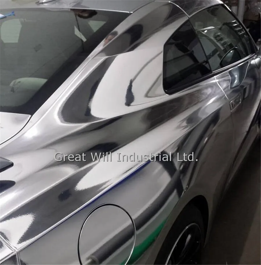 Пленка высокого глянца, гибкая, серебристого цвета, для обтяжки автомобилей с возможностью растяжения, с функцией удаления воздуха, 1,52*20 метров.