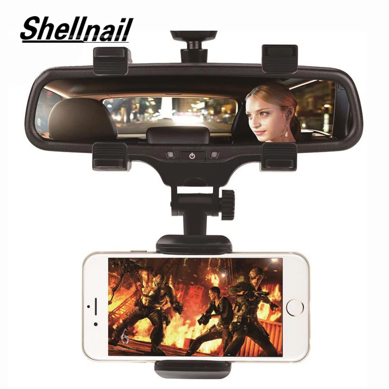 Автомобильный держатель для телефона SHELLNAIL с креплением на зеркало заднего вида