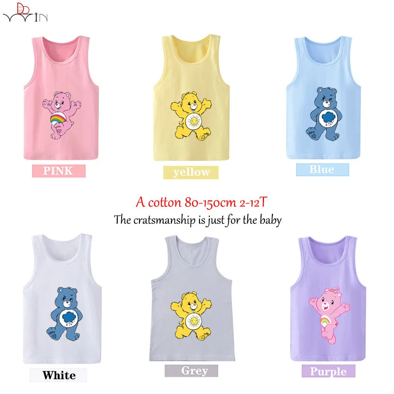 От 2 до 12 лет для мальчиков и девочек с мультяшным принтом Care Bears футболка Топы без